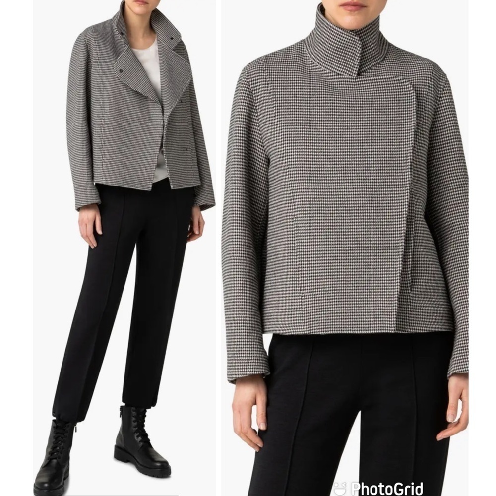 Akris Punto Houndstooth Double Face Wool Blend Moto Jacket New With Tags!